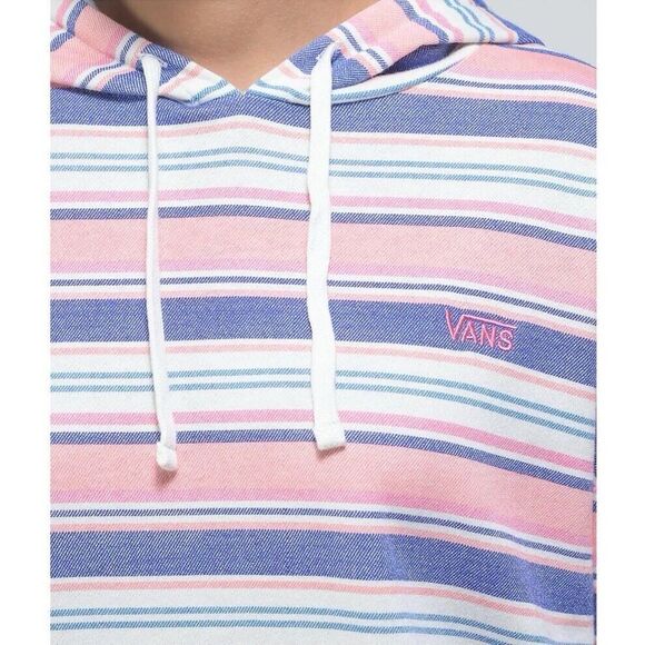 Vans Womens Hoodie Wazzy Coral Stripe Beach Pullover Pink Blue White Small - Picture 3 of 8